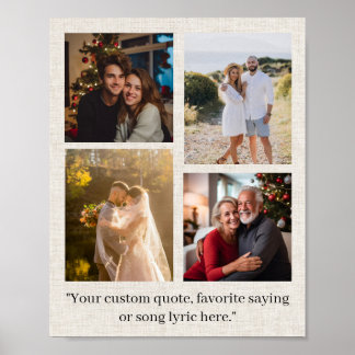 Poster Colagem de Fotos de Família Personalizada com Cita
