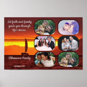 Poster Colagem de Fotos de Família Pôr do Sol 1124 Impres