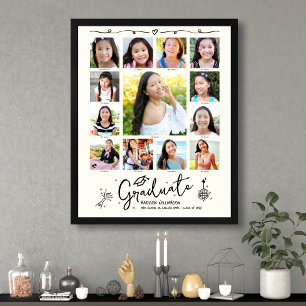 Poster Colagem de Fotos de Formatura Cream K–12 com Rabis