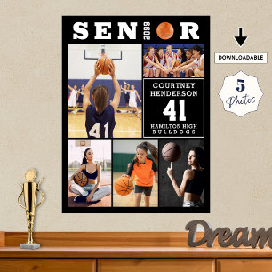 Poster Colagem de Fotos de Formatura de Basquete 5