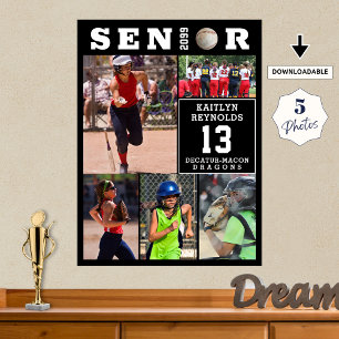 Poster Colagem de Fotos de Formatura de Softbol 5