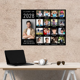 Poster Colagem de Fotos de Formatura Moderna 17 Preto