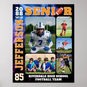Poster Colagem de Fotos de Jogador de Futebol Americano d