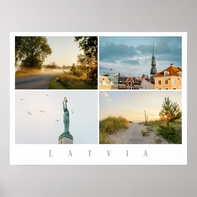 Poster Colagem de Fotos de Viagens de Riga e Letônia (Frente)