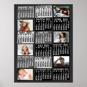 Poster Colagem de Fotos do Calendário Mensal do Ano de 20