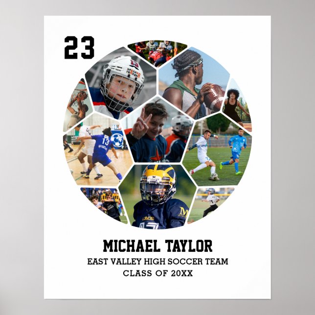 Poster Colagem de Fotos do Esporte para Graduação de Mais (Frente)