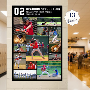 Poster Colagem de Fotos do Jogador de Beisebol Número 13