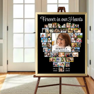 Poster Colagem de Fotos em Coração 45 Memorial de Funeral