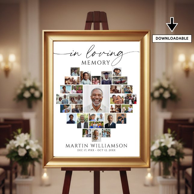 Poster Colagem de Fotos em Forma de Coração Em Memória Ca (Criador carregado)