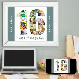 Poster Colagem de Fotos em Forma Número 16 para o 16º ani