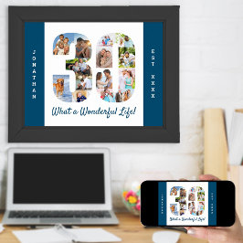 Poster Colagem de Fotos em Forma Número 30 para aniversár