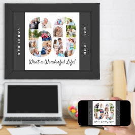 Poster Colagem de Fotos em Forma Número 60 para 60º anive