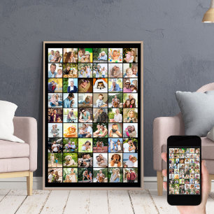 Poster Colagem de Fotos em Grade Multi Foto 54 Preto