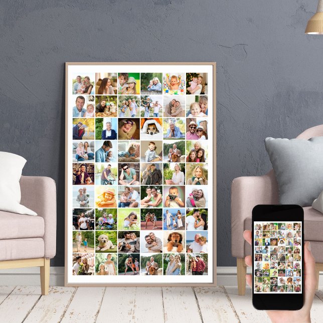 Poster Colagem de Fotos em Grid Branco com 54 Imagens (Criador carregado)