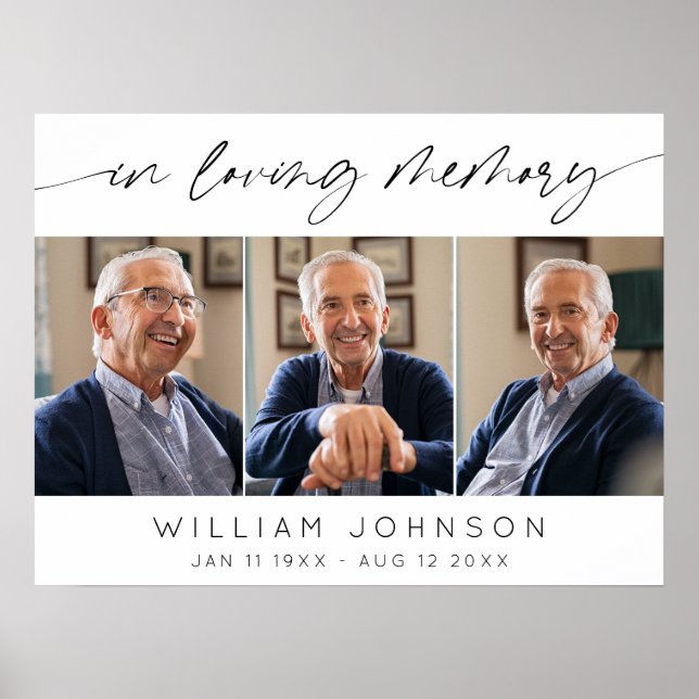 Poster Colagem de Fotos Em Memória Funeral Horizontal (Frente)