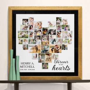 Poster Colagem de Fotos em Quadrado com Coração 36 para F