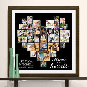 Poster Colagem de Fotos em Quadrado Funeral em Formato de