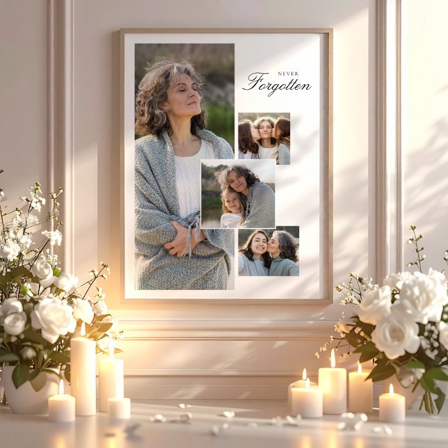 Poster Colagem de Fotos em Tributo Memorial Presente de L (Memorial Tribute Photo Collage Bereavement Gift Poster, Funeral Favors)