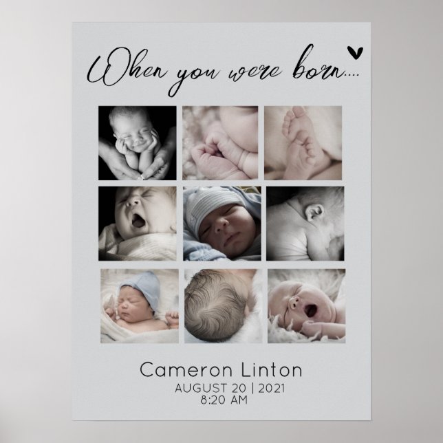 Poster Colagem de Fotos Emocionais Quando Você Nasceu (Frente)