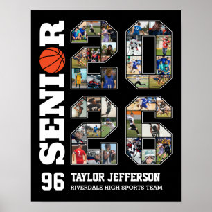 Poster Colagem de Fotos Esportivas da Equipe de Basquete 