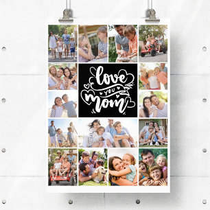 Poster Colagem de Fotos Eu Te Amo Mamãe 15 Imagens