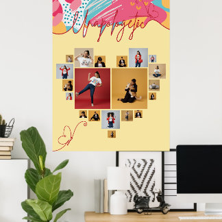 Poster Colagem de Fotos Feminina Personalizada e Sem Desc