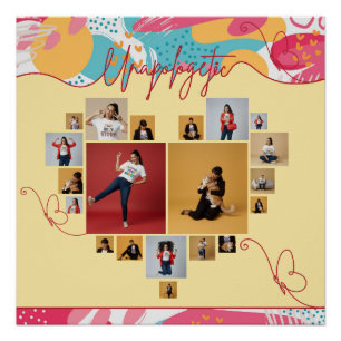 Pôster Colagem de Fotos Femininas Personalizadas e Sem De
