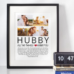 Poster Colagem de Fotos Hubby Coisas Que Amámos Sobre Voc<br><div class="desc">Compile uma lista de coisas que você ama sobre seu Hubby,  adicione algumas fotografias favoritas e você tem um presente que ele vai tesourar! Perfeito para aniversários e Natal,  aniversários e Dias de os namorados também:</div>