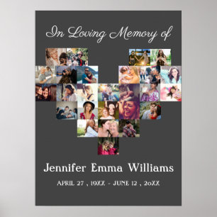 Poster Colagem de fotos memorial elegante Funeral Pêsames