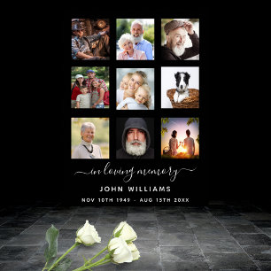 Poster Colagem de fotos memorial fúnebre preto