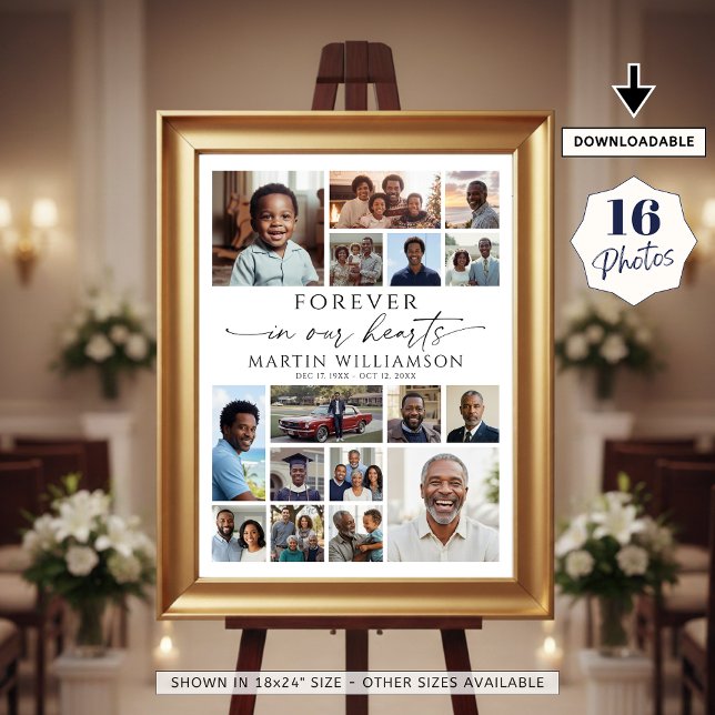 Poster Colagem de Fotos Memorial Para Sempre em Nossos Co (Criador carregado)