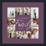 Poster Colagem de fotos mínima elegante com roxo familiar<br><div class="desc">Letra familiar elegante e mínimo roxo colagem de fotos personalizada simples linhas limpas impressão de presente da família.</div>