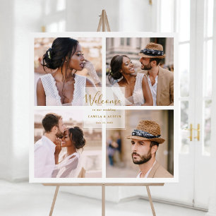 Poster Colagem de Fotos Moderna Quadrada Dourada de Boas-
