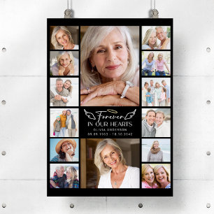 Poster Colagem de Fotos Múltiplas Memorial Para Sempre em