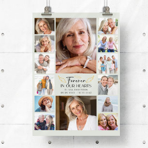 Poster Colagem de Fotos Multiplas Memorial Para Sempre em