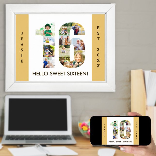 Poster Colagem de Fotos no Número 16 Neutro 16º Aniversár (Criador carregado)