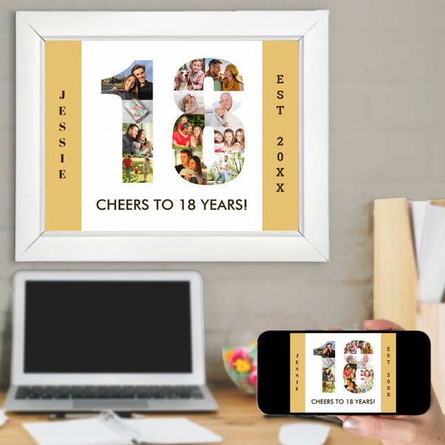 Poster Colagem de Fotos no Número 18 Neutro 18º Aniversár (Criador carregado)