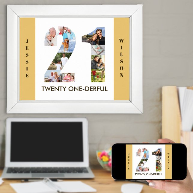 Poster Colagem de fotos no número 21 aniversário de 21 an (Criador carregado)