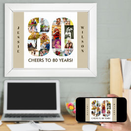 Poster Colagem de Fotos no Número 80 de Aniversário do 80