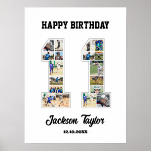 Poster Colagem de Fotos Número 11 do Aniversário de Anive