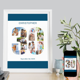 Poster Colagem de Fotos Número 30 aniversário de 30 anos 