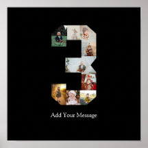 Colagem de Fotos Número 3 Preto e Branco