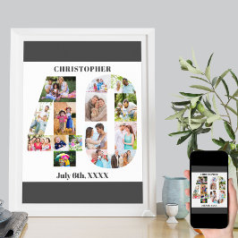 Poster Colagem de Fotos Número 40 aniversário de 40 anos 