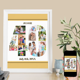 Poster Colagem de Fotos Número 40 aniversário de 40 anos 