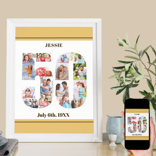 Poster Colagem de Fotos Número 50 Personalizado 50º Ani