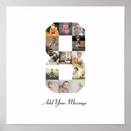 Poster Colagem de Fotos Número 8 Preto e Branco