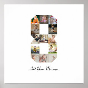 Poster Colagem de Fotos Número 8 Preto e Branco