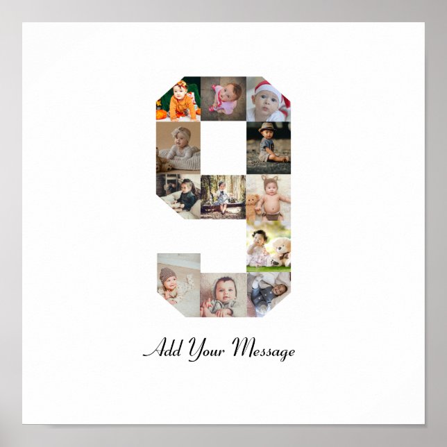 Poster Colagem de Fotos Número 9 Preto e Branco (Frente)