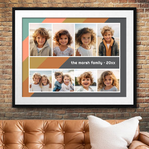 Poster Colagem de Fotos Pastel Retro Listrado - 8
