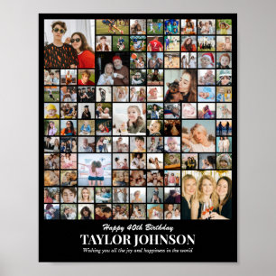 Poster Colagem de Fotos Personalizada 100 Fotos 8x10 16x2